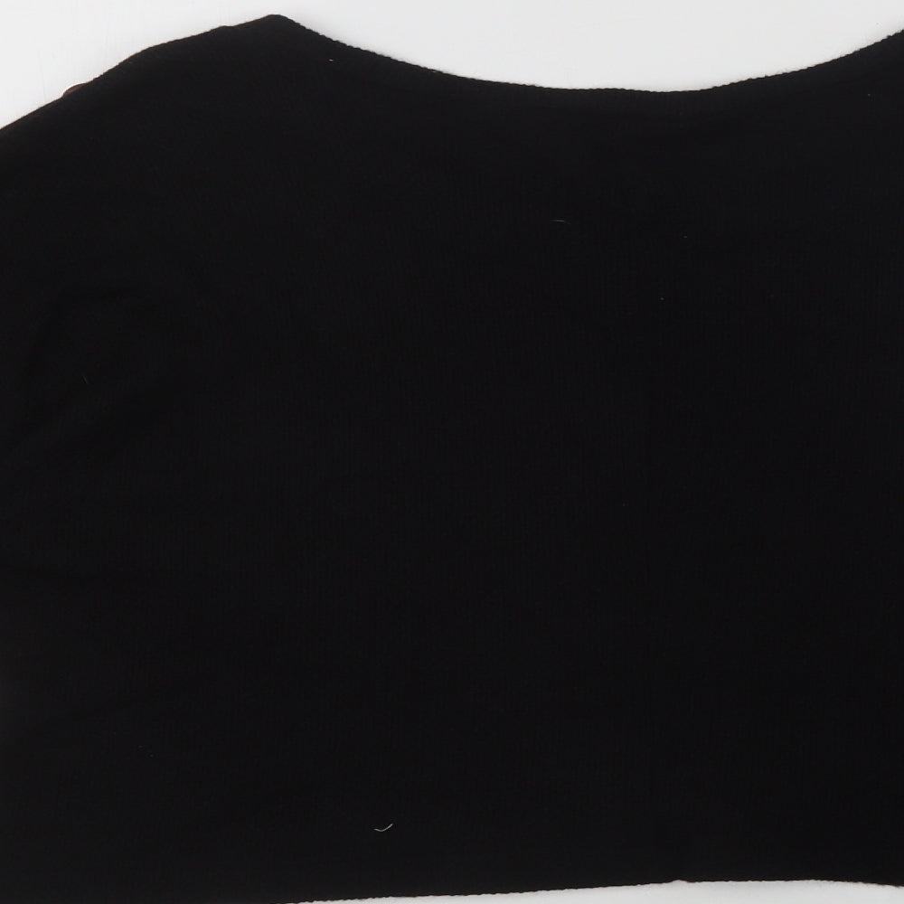 Quiz Womens Black Round Neck  Viscose Pullover Jumper Size S