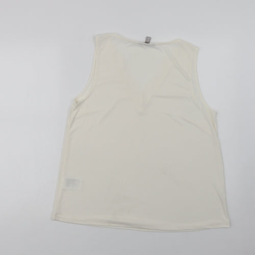 H&M Womens Ivory  Polyester Basic Blouse Size M V-Neck - Lace Detail