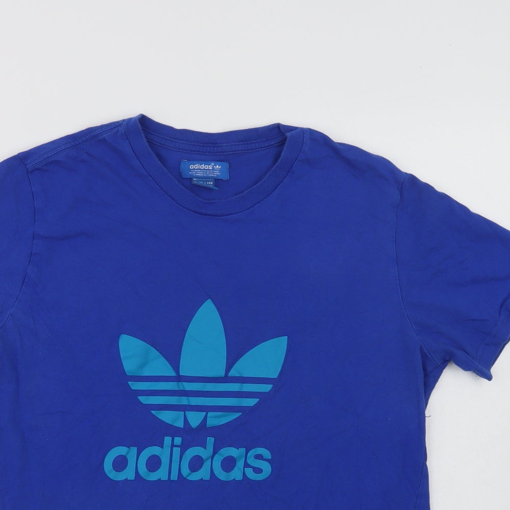 adidas Mens Blue  Cotton  T-Shirt Size L Crew Neck