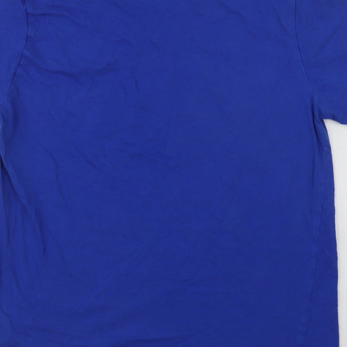adidas Mens Blue  Cotton  T-Shirt Size L Crew Neck