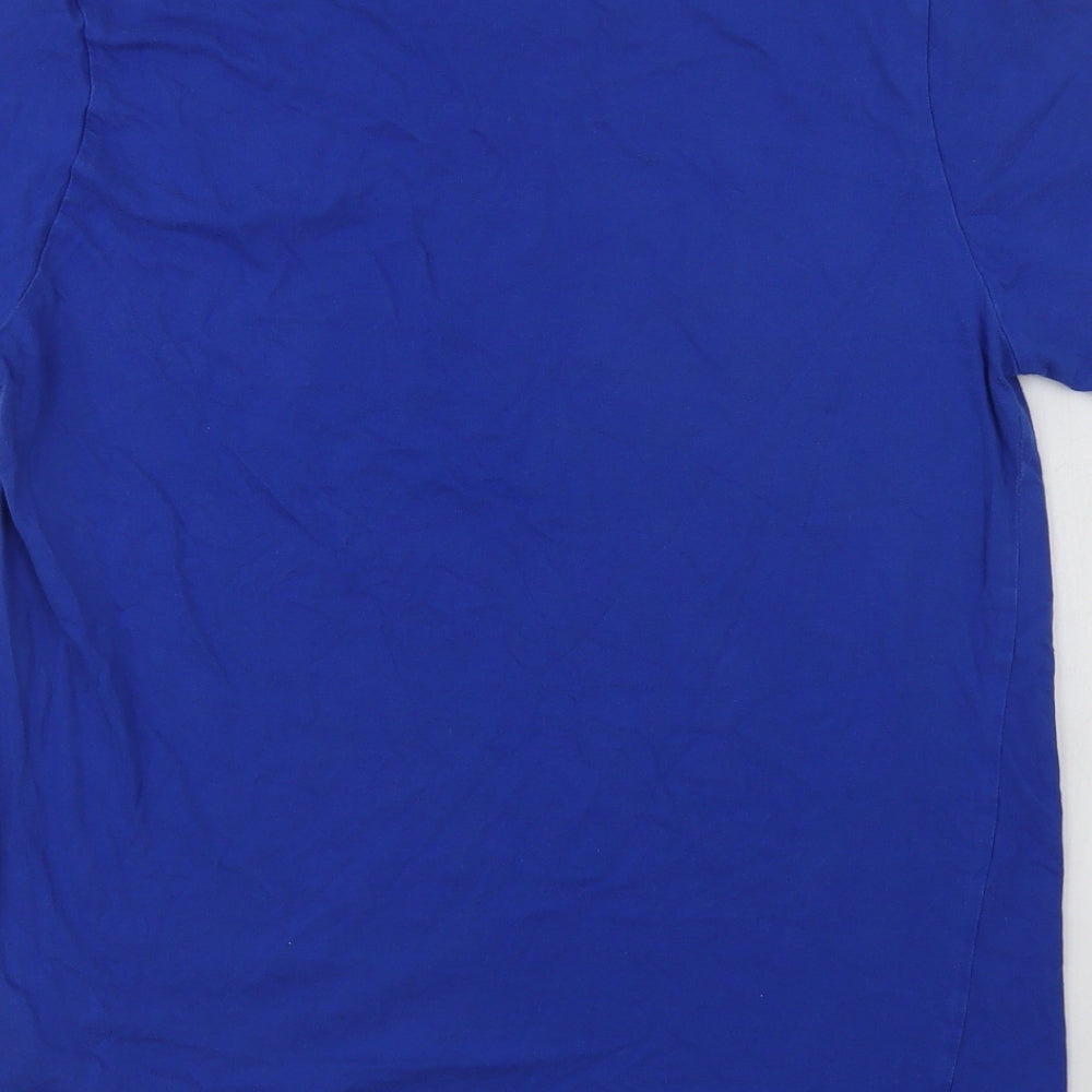 adidas Mens Blue  Cotton  T-Shirt Size L Crew Neck