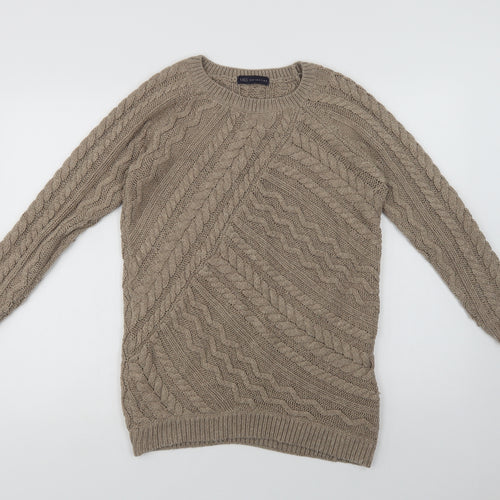 Marks and Spencer Womens Beige Crew Neck  Acrylic Pullover Jumper Size 10