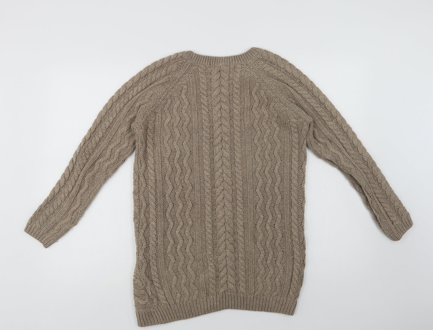Marks and Spencer Womens Beige Crew Neck  Acrylic Pullover Jumper Size 10