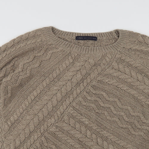 Marks and Spencer Womens Beige Crew Neck  Acrylic Pullover Jumper Size 10