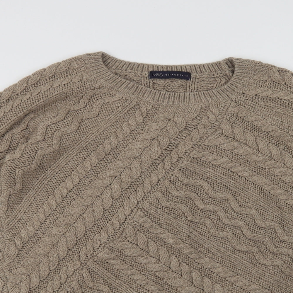 Marks and Spencer Womens Beige Crew Neck  Acrylic Pullover Jumper Size 10