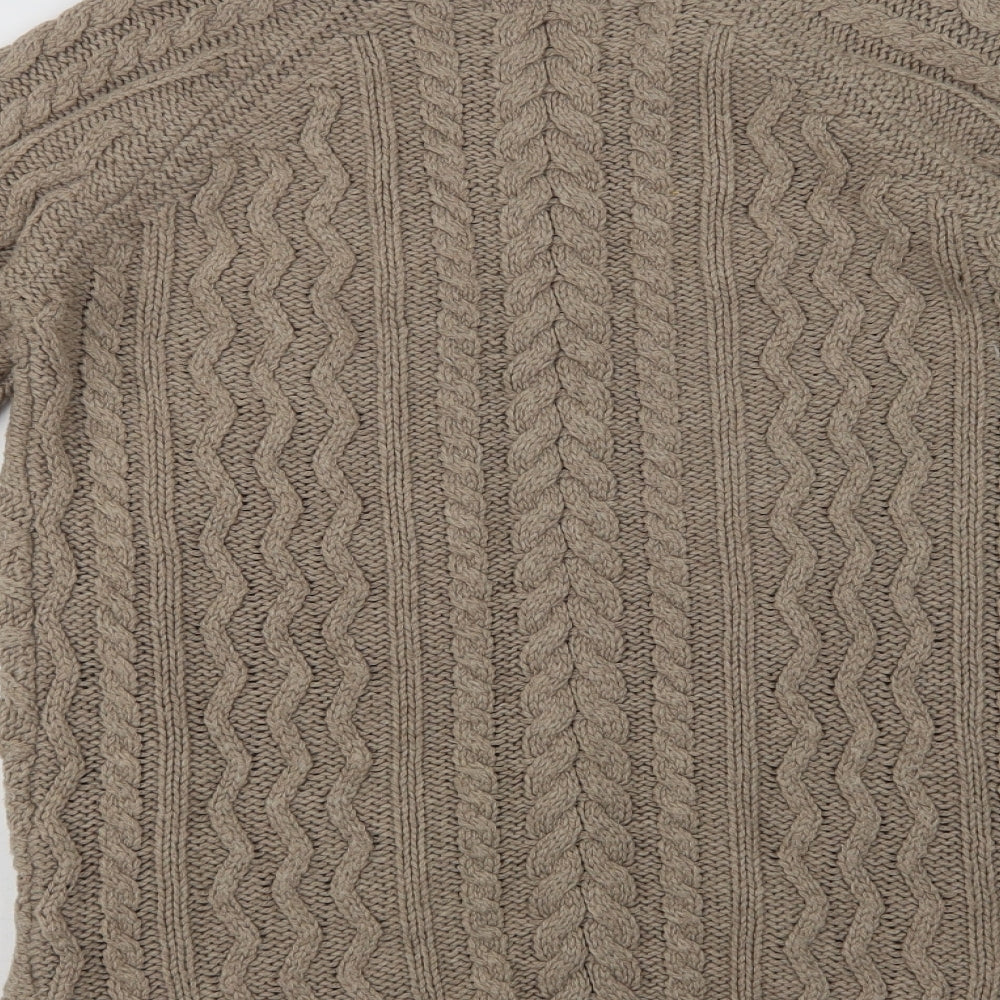 Marks and Spencer Womens Beige Crew Neck  Acrylic Pullover Jumper Size 10