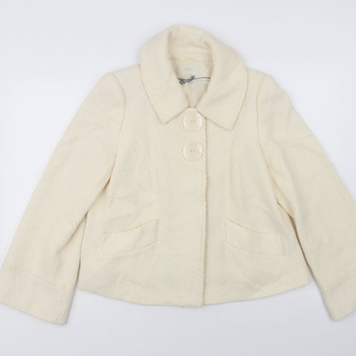 Marks and Spencer Womens Ivory   Pea Coat Coat Size 12  Snap