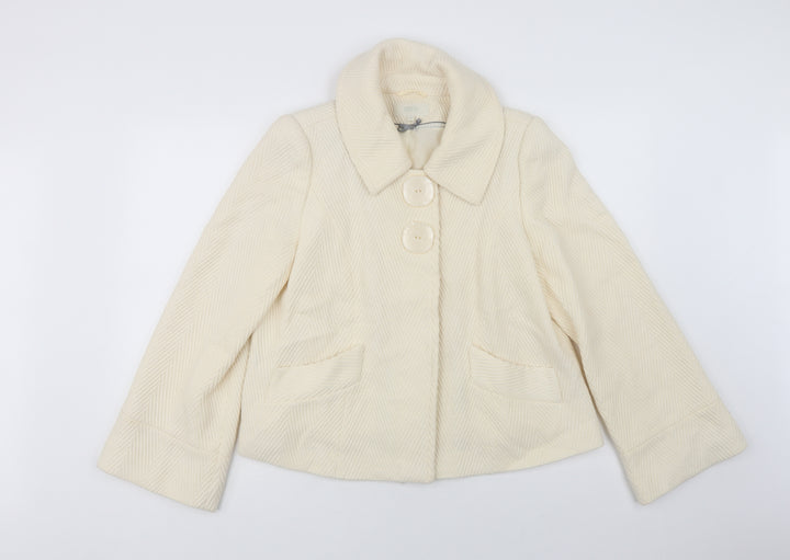 Marks and Spencer Womens Ivory Pea Coat Coat Size 12 Snap