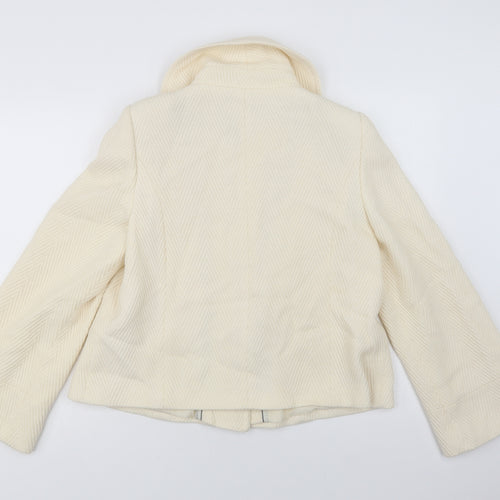 Marks and Spencer Womens Ivory   Pea Coat Coat Size 12  Snap