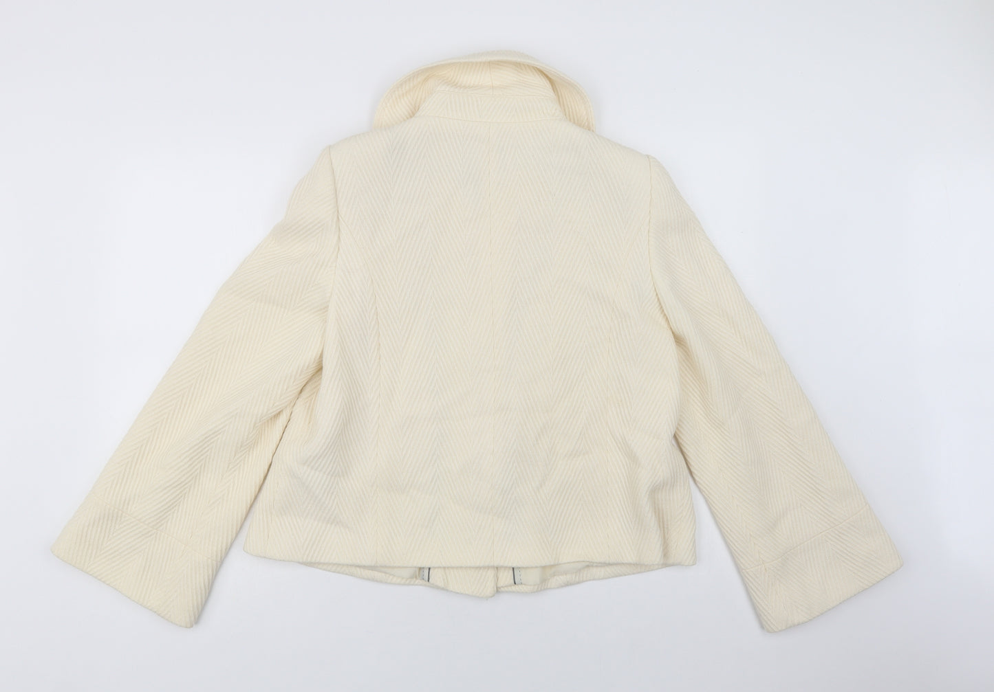 Marks and Spencer Womens Ivory   Pea Coat Coat Size 12  Snap