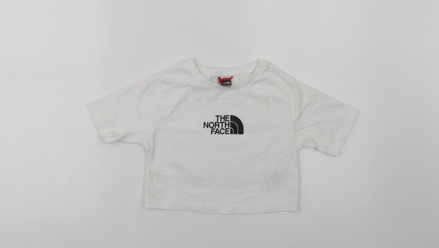 The North Face Girls White  Cotton Cropped T-Shirt Size 4-5 Years Crew Neck