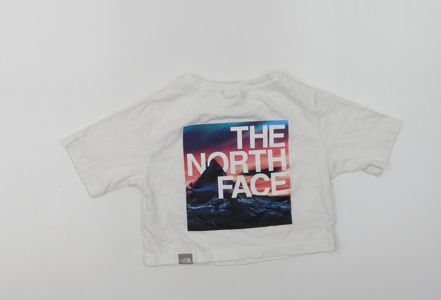 The North Face Girls White  Cotton Cropped T-Shirt Size 4-5 Years Crew Neck