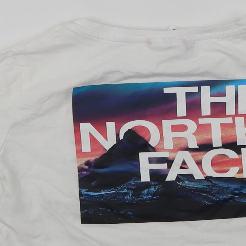 The North Face Girls White  Cotton Cropped T-Shirt Size 4-5 Years Crew Neck