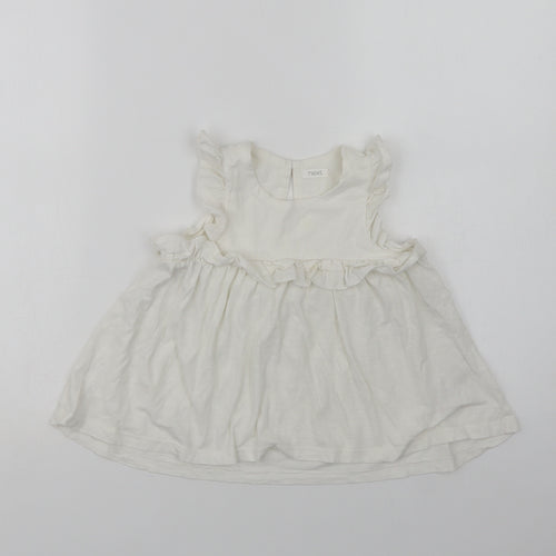 NEXT Girls White  Cotton Basic Blouse Size 3 Years Crew Neck Button