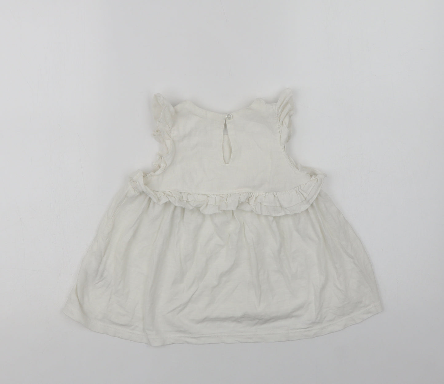 NEXT Girls White  Cotton Basic Blouse Size 3 Years Crew Neck Button