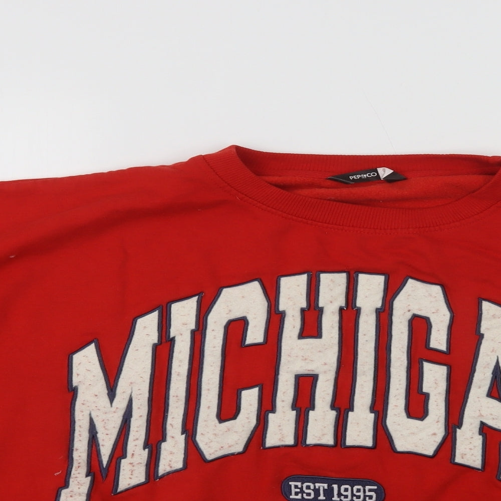 Pep & Co Womens Red  Cotton Pullover Sweatshirt Size XL   - Michigan