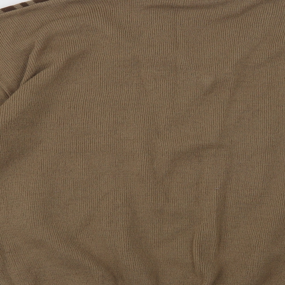 Harvey Anderson Mens Beige V-Neck Geometric Acrylic Pullover Jumper Size M