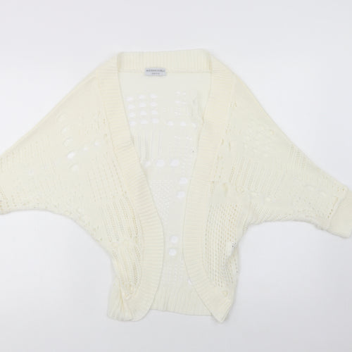 Internacionale Womens Ivory V-Neck  Acrylic Cardigan Jumper One Size
