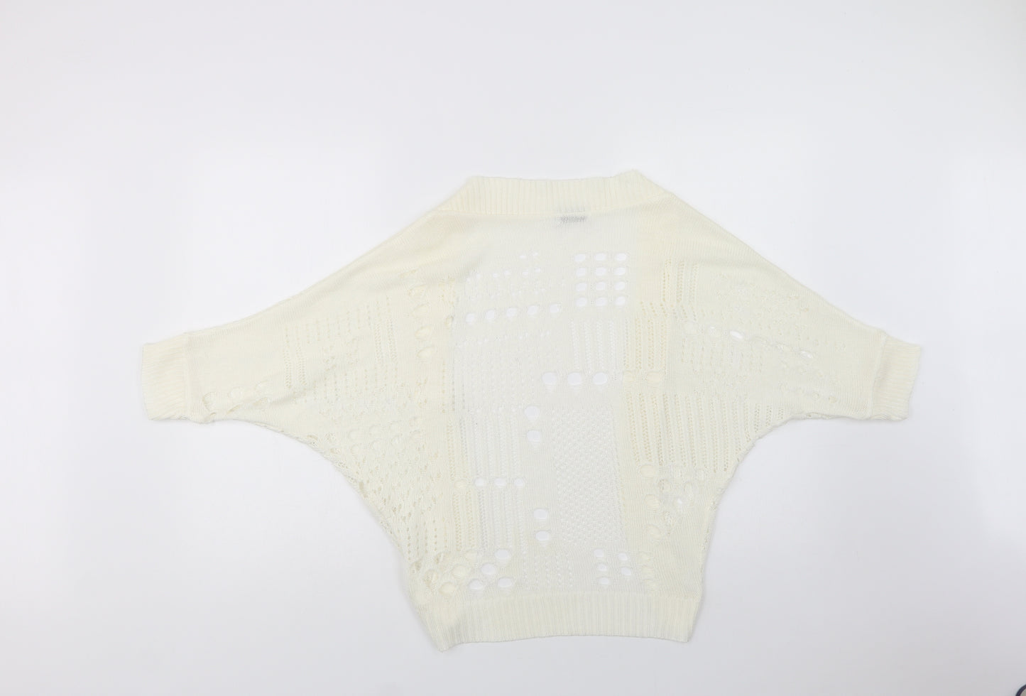 Internacionale Womens Ivory V-Neck  Acrylic Cardigan Jumper One Size