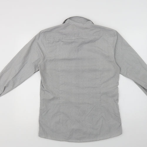Red Herr Mens Grey Geometric Polyester  Dress Shirt Size 15.5 Collared Button