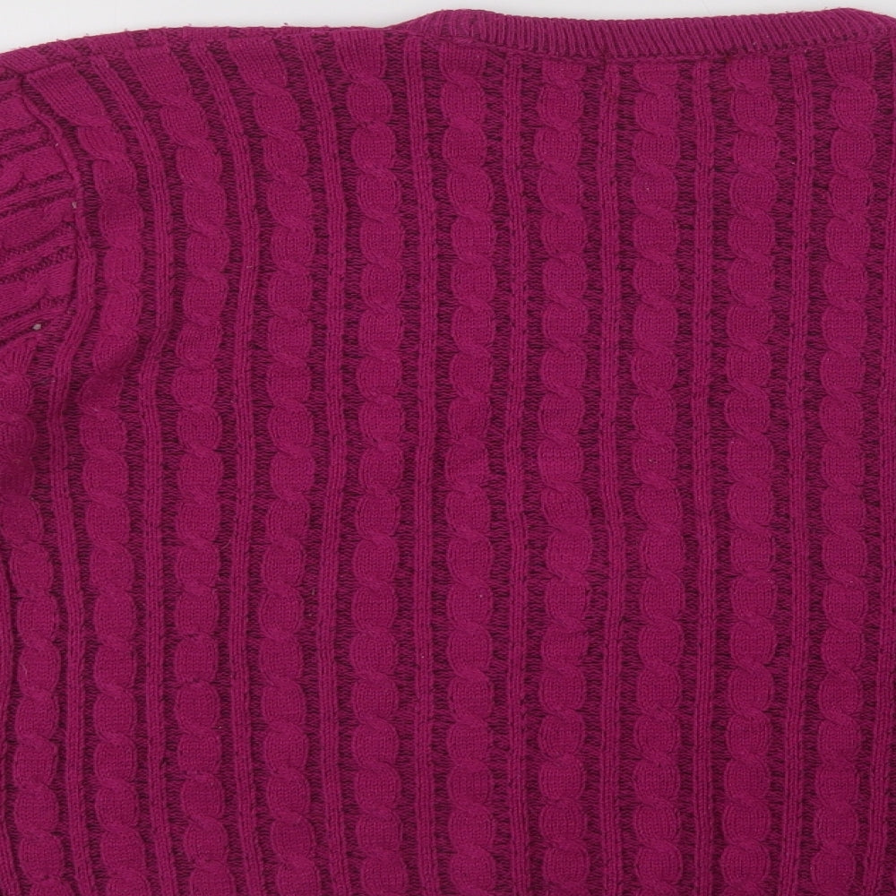 CHIC Womens Purple Crew Neck  Acrylic Pullover Jumper Size L