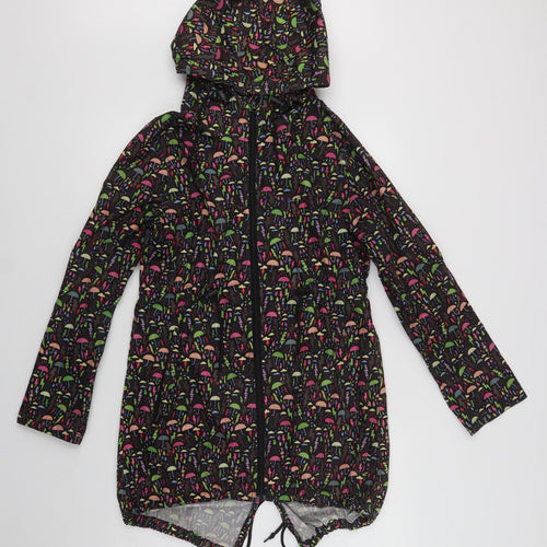 Primark Womens Black Geometric  Rain Coat Coat Size XS  Zip - Umbrella Print