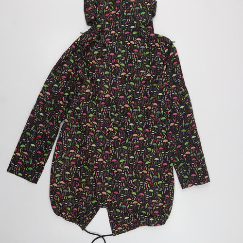 Primark Womens Black Geometric  Rain Coat Coat Size XS  Zip - Umbrella Print