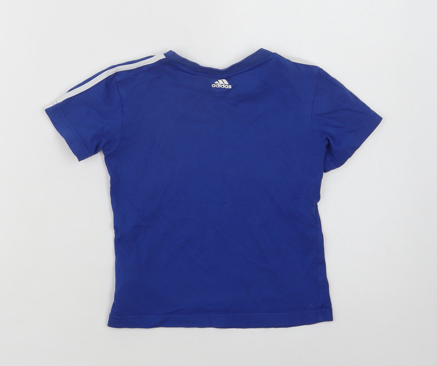 adidas Boys Blue  Cotton Basic T-Shirt Size 3-4 Years Crew Neck