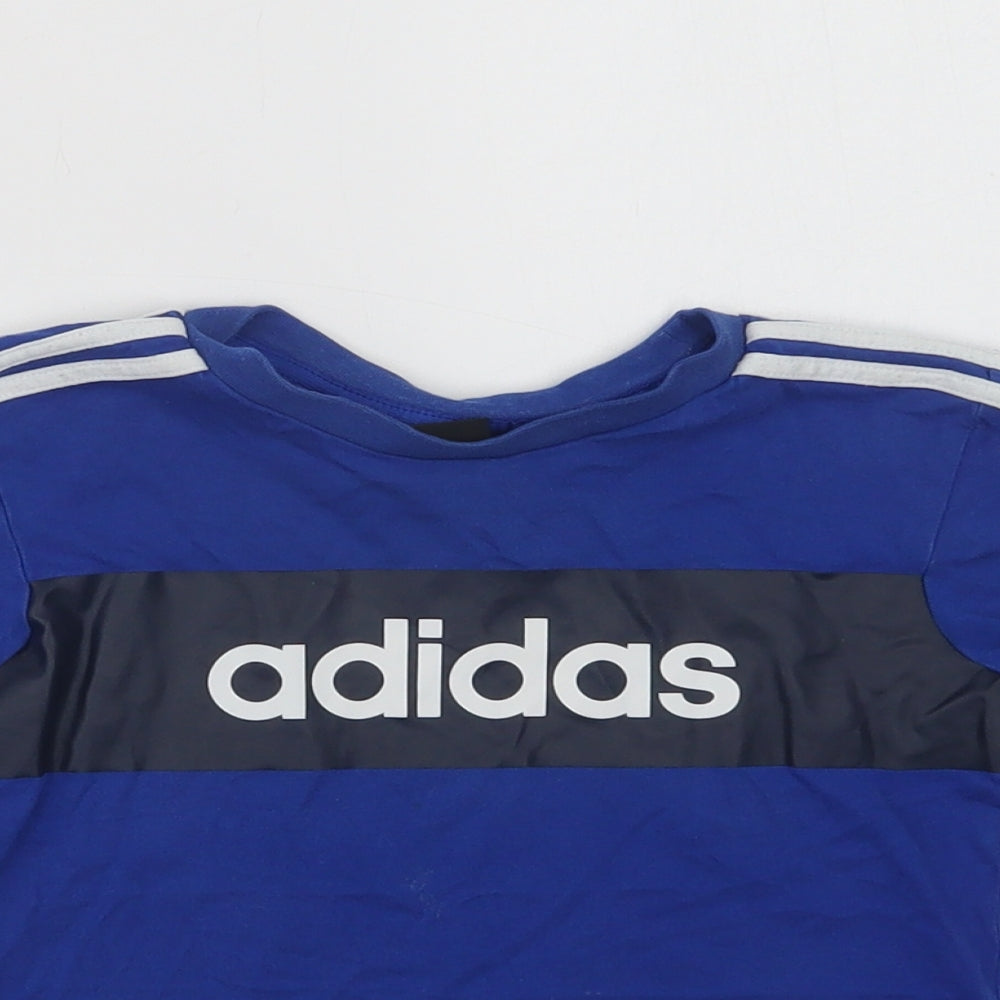 adidas Boys Blue  Cotton Basic T-Shirt Size 3-4 Years Crew Neck