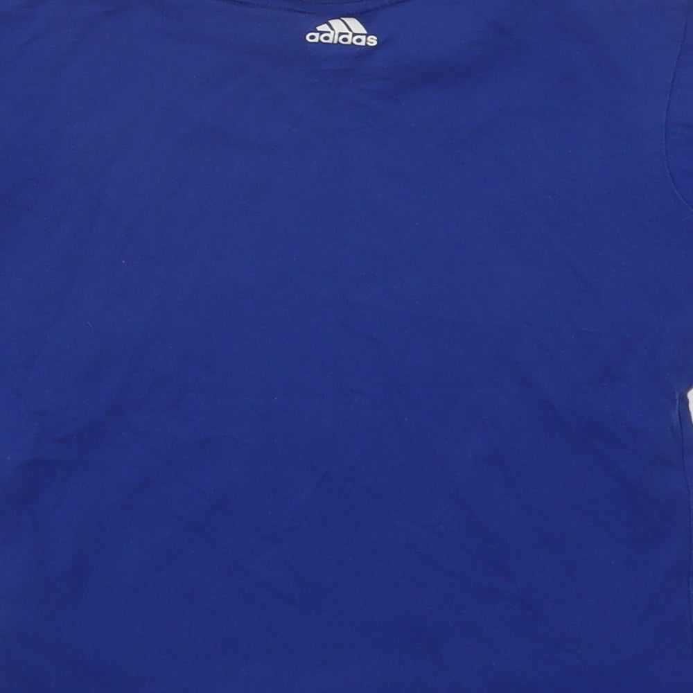 adidas Boys Blue  Cotton Basic T-Shirt Size 3-4 Years Crew Neck
