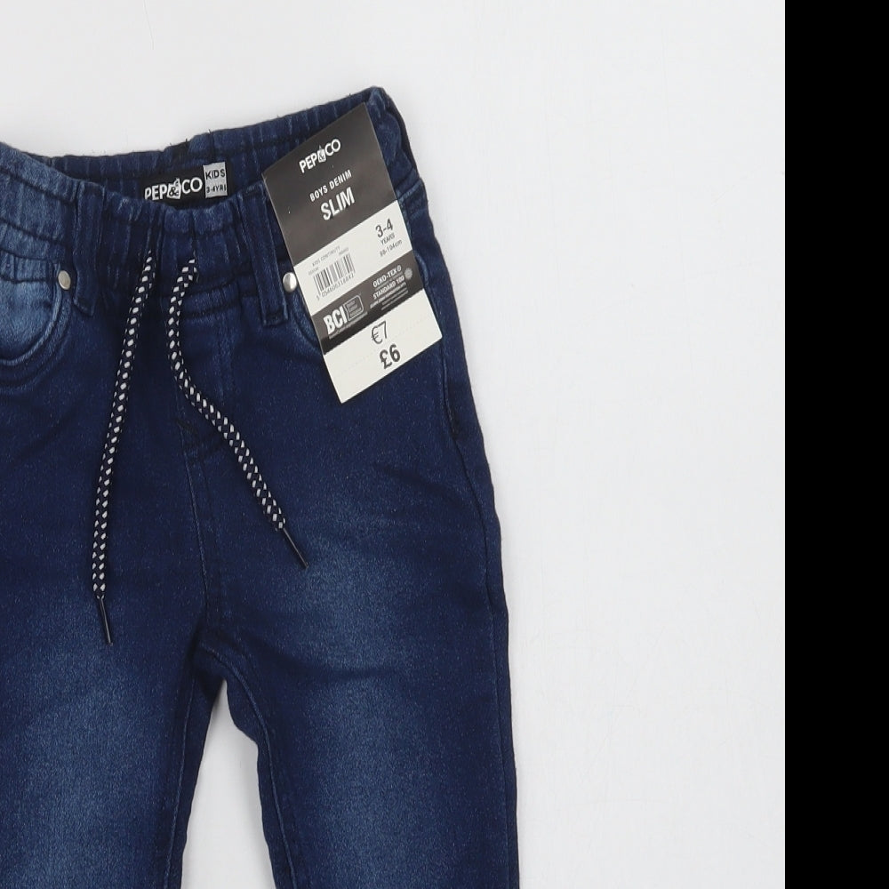 Pep & Boys Blue  Cotton Jogger Trousers Size 3-4 Years  Regular Drawstring