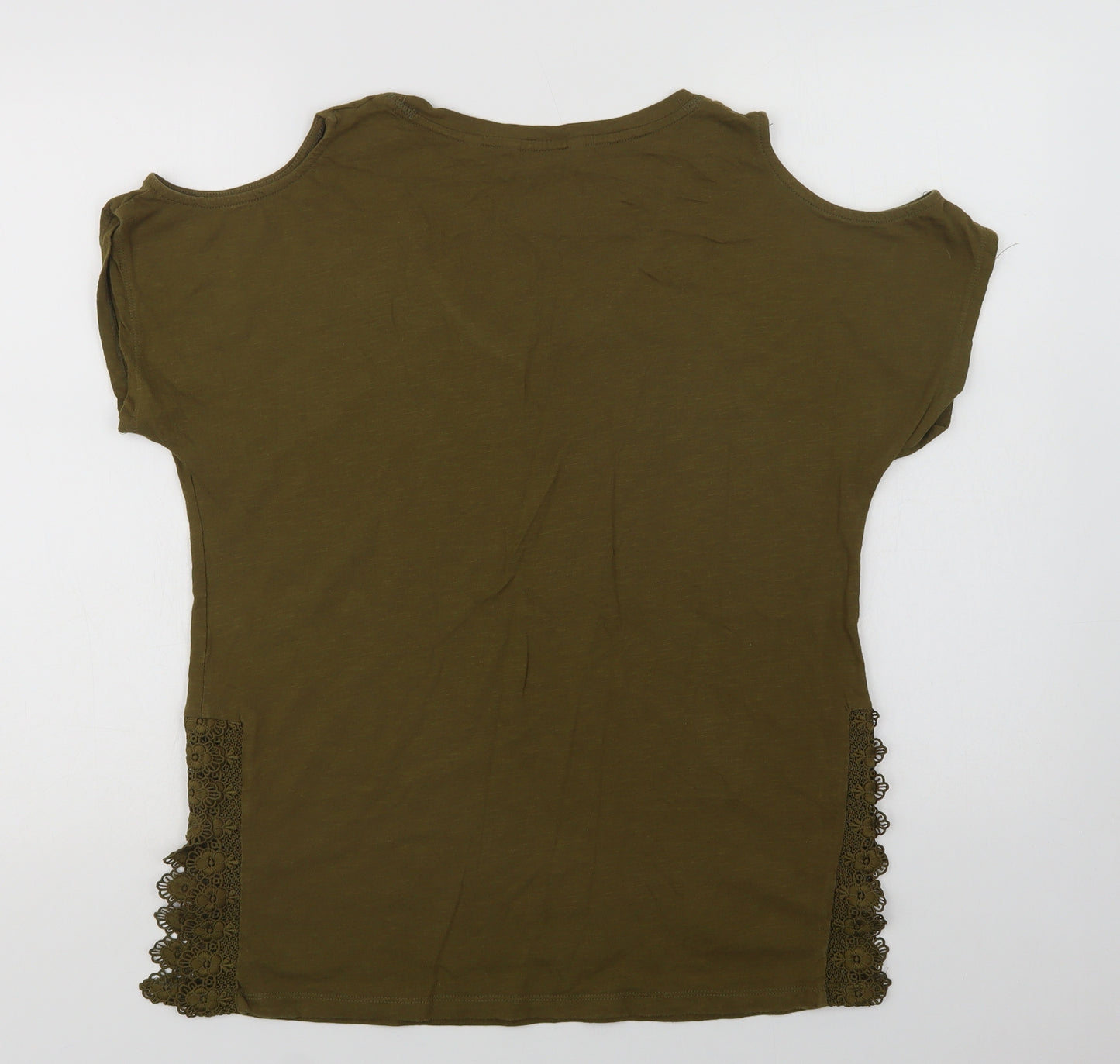 NEXT Womens Green  Cotton Basic Blouse Size 16 V-Neck - Lace Detail