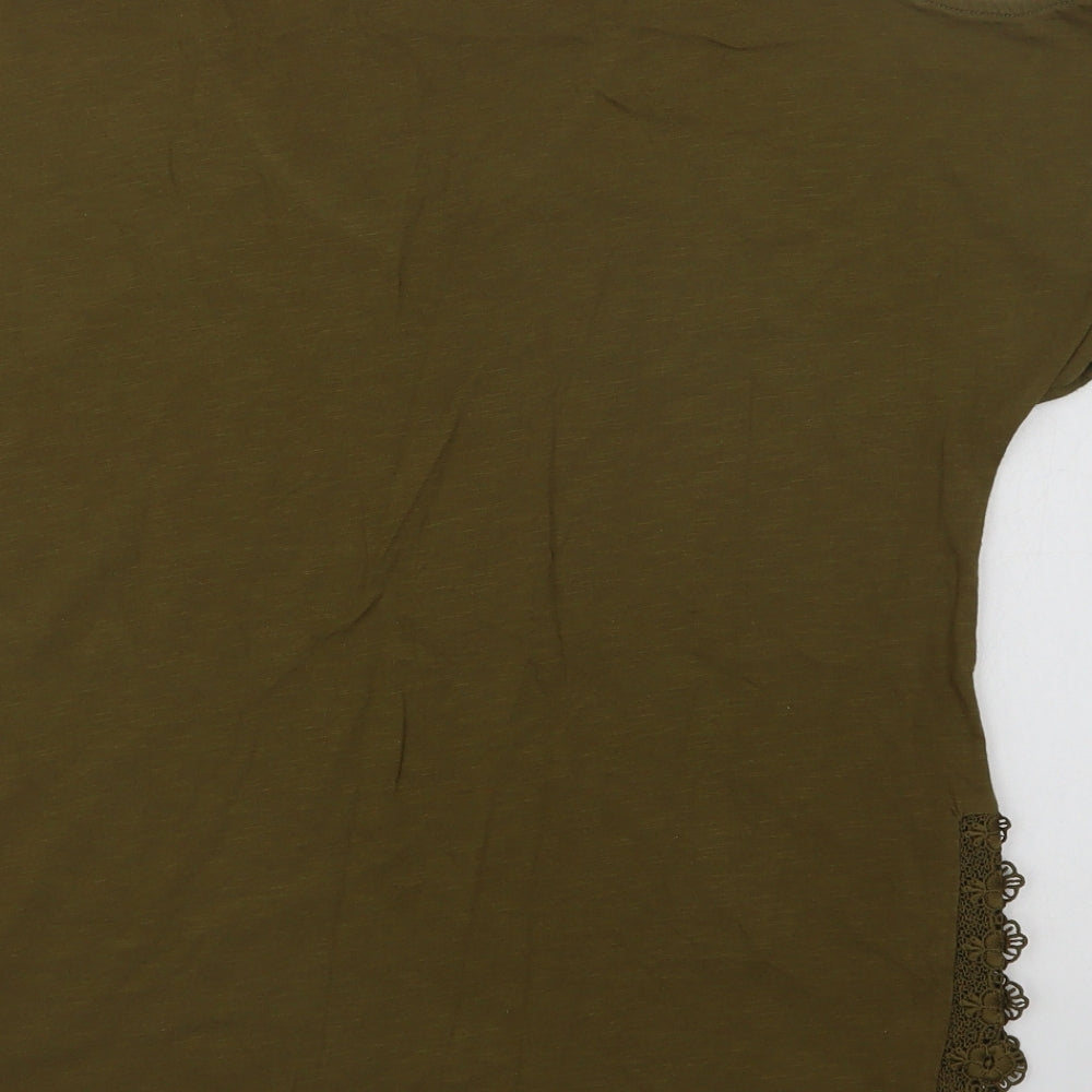 NEXT Womens Green  Cotton Basic Blouse Size 16 V-Neck - Lace Detail