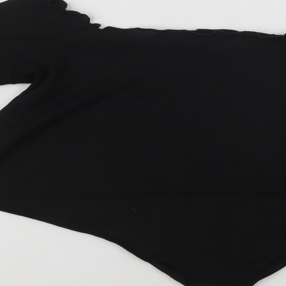 Stylewise Womens Black  Polyester Cropped Blouse Size 12 Off the Shoulder
