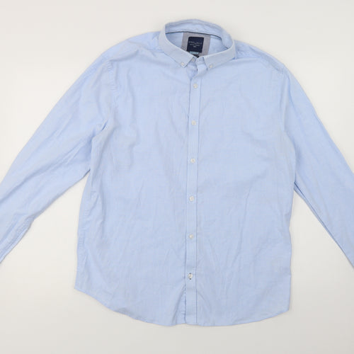 Steel & Jelly Mens Blue  Cotton  Button-Up Size M Collared Button