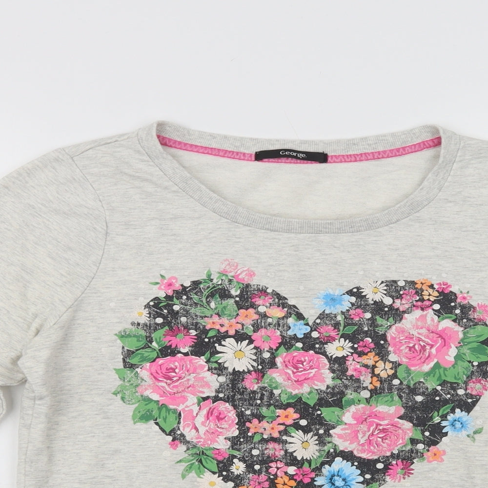 George Womens Grey  Cotton Pullover Sweatshirt Size 10