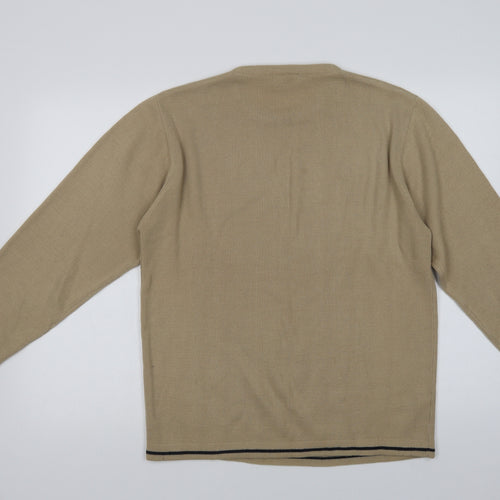 George Mens Beige Crew Neck  Acrylic Pullover Jumper Size S