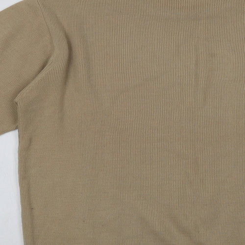 George Mens Beige Crew Neck  Acrylic Pullover Jumper Size S
