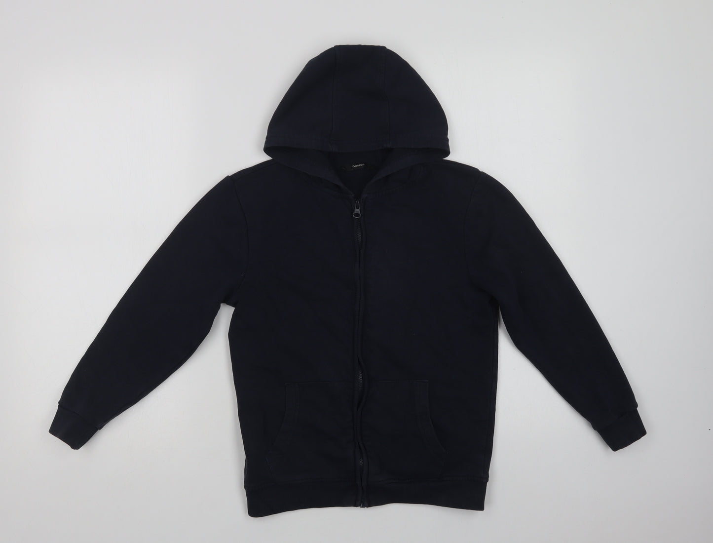 George Boys Blue  Cotton Full Zip Hoodie Size 9-10 Years  Zip
