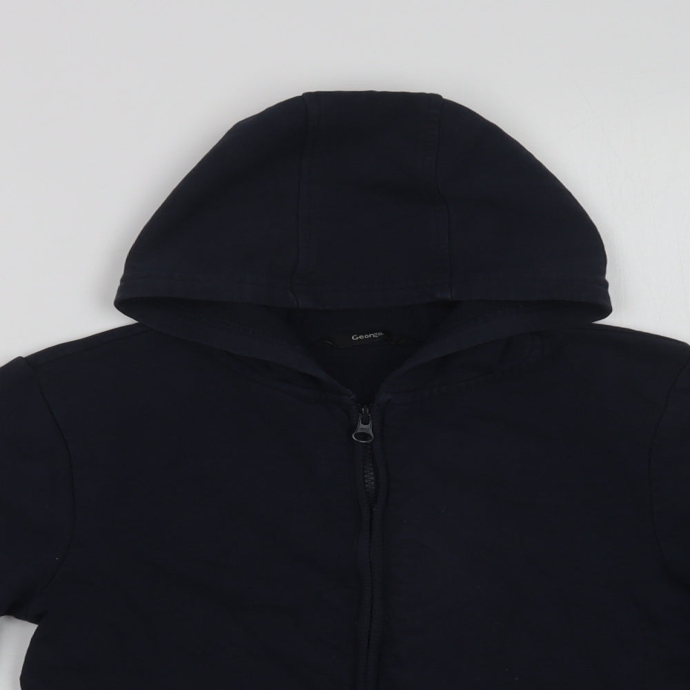 George Boys Blue  Cotton Full Zip Hoodie Size 9-10 Years  Zip