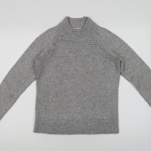 Marks and Spencer Womens Grey Mock Neck  Acrylic Pullover Jumper Size 8