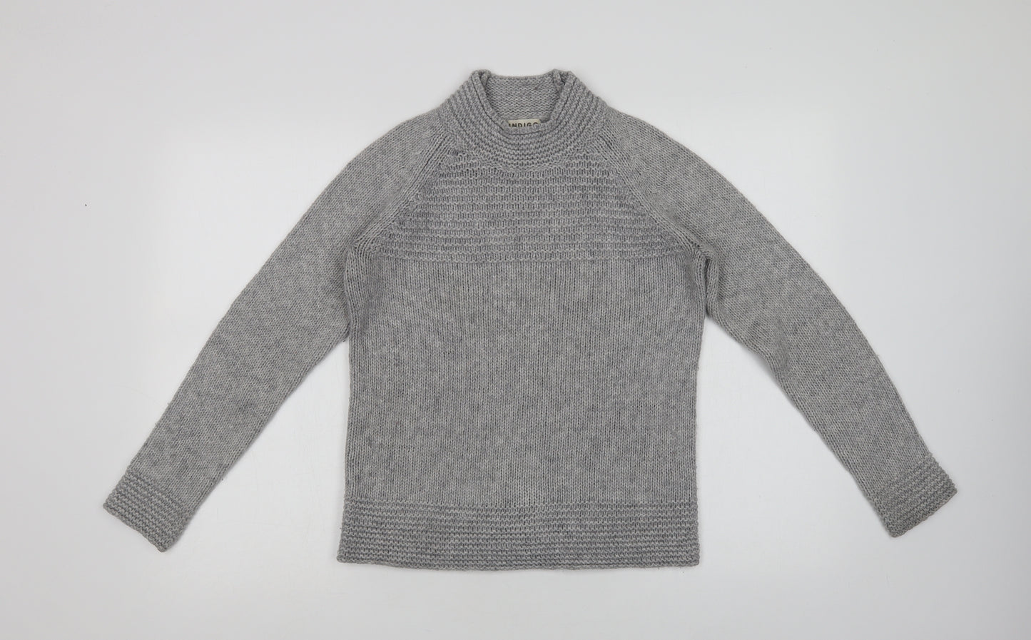 Marks and Spencer Womens Grey Mock Neck  Acrylic Pullover Jumper Size 8