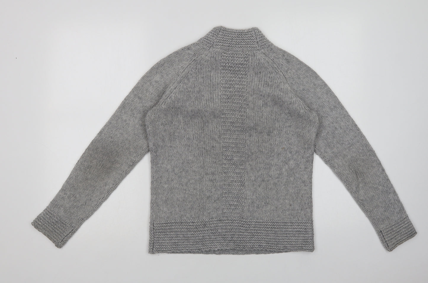 Marks and Spencer Womens Grey Mock Neck  Acrylic Pullover Jumper Size 8