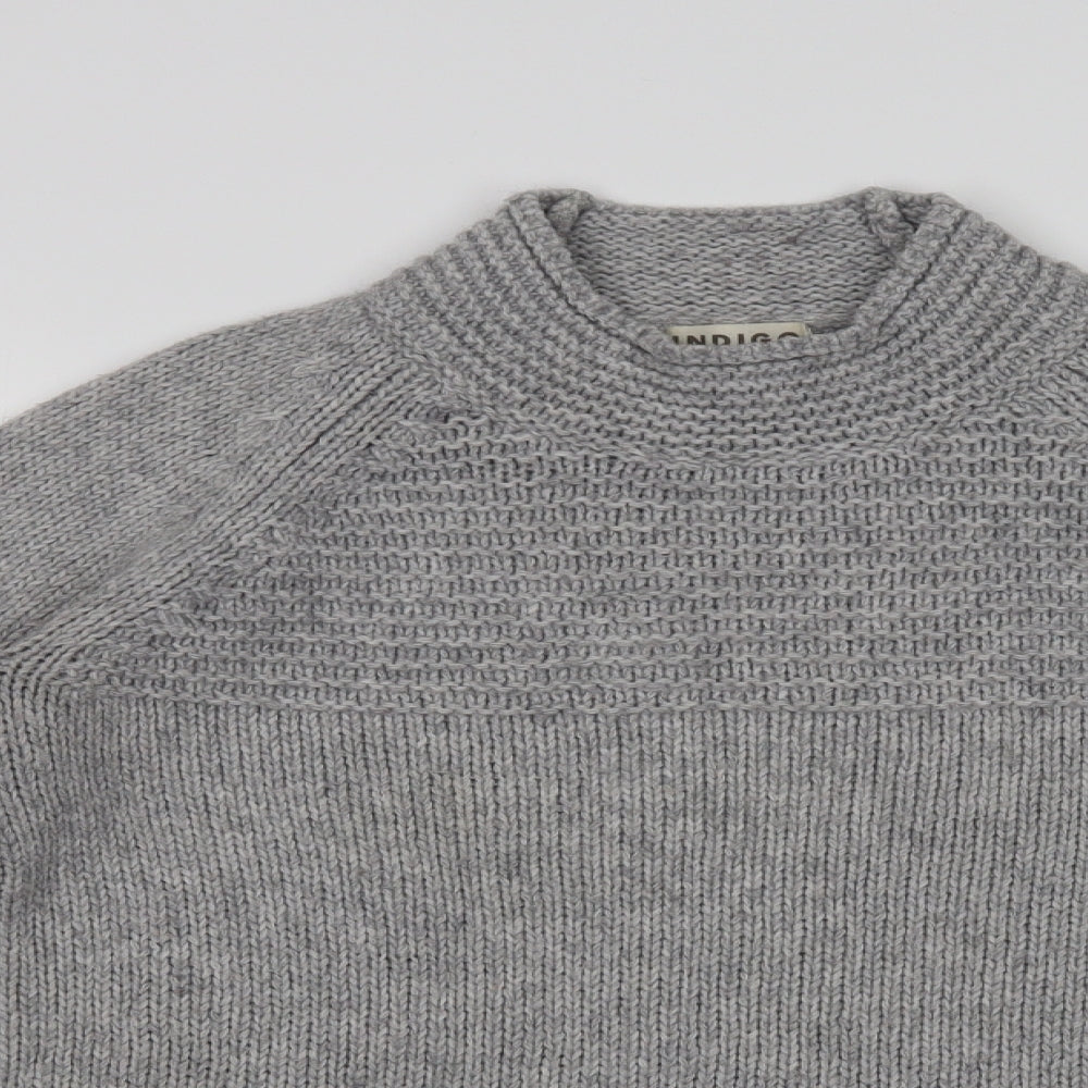 Marks and Spencer Womens Grey Mock Neck  Acrylic Pullover Jumper Size 8