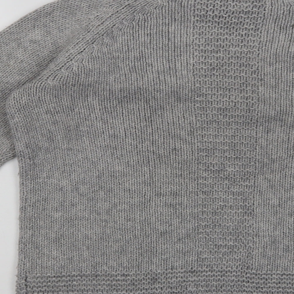 Marks and Spencer Womens Grey Mock Neck  Acrylic Pullover Jumper Size 8