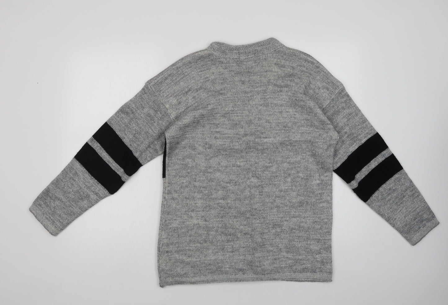 Kickers Mens Grey Crew Neck  Acrylic Pullover Jumper Size L