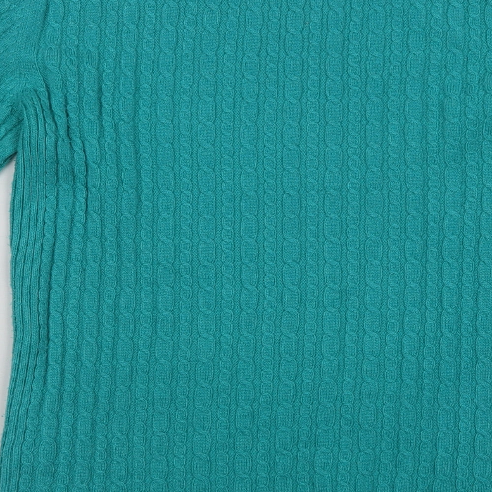 M & Co Womens Green Boat Neck  Acrylic Pullover Jumper Size 10