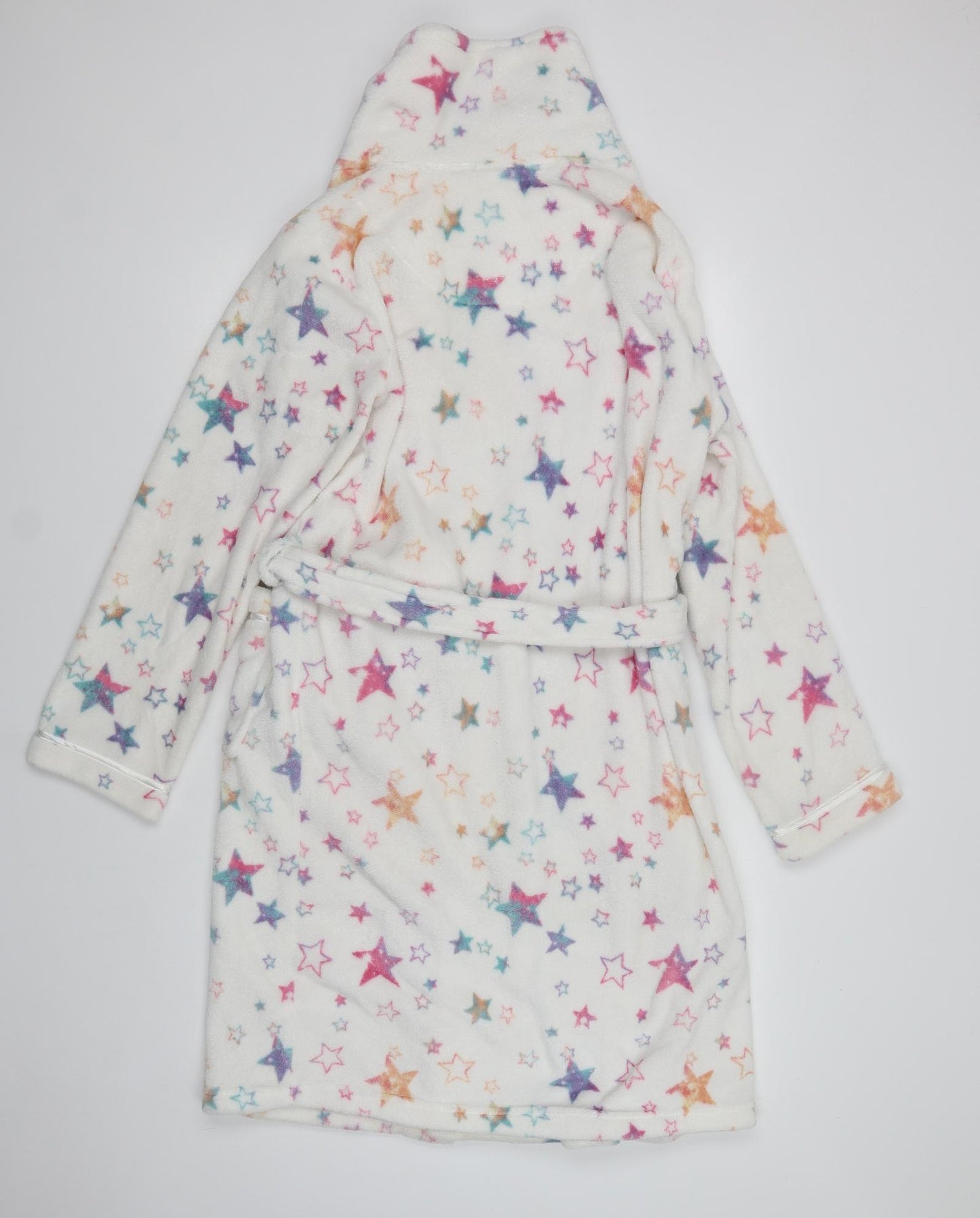 TU Womens White Geometric Polyester Kimono Robe Size M   - Star Print