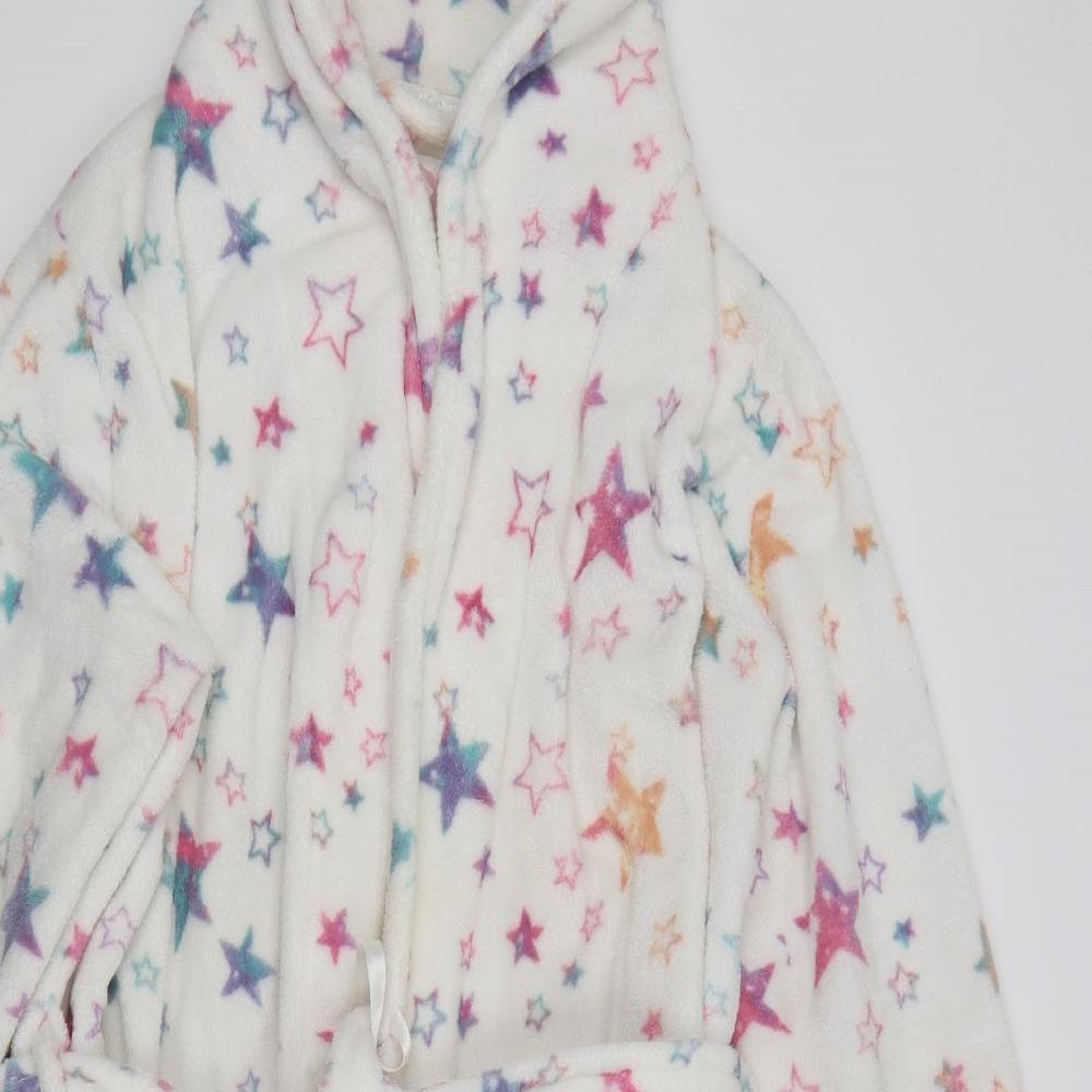 TU Womens White Geometric Polyester Kimono Robe Size M   - Star Print