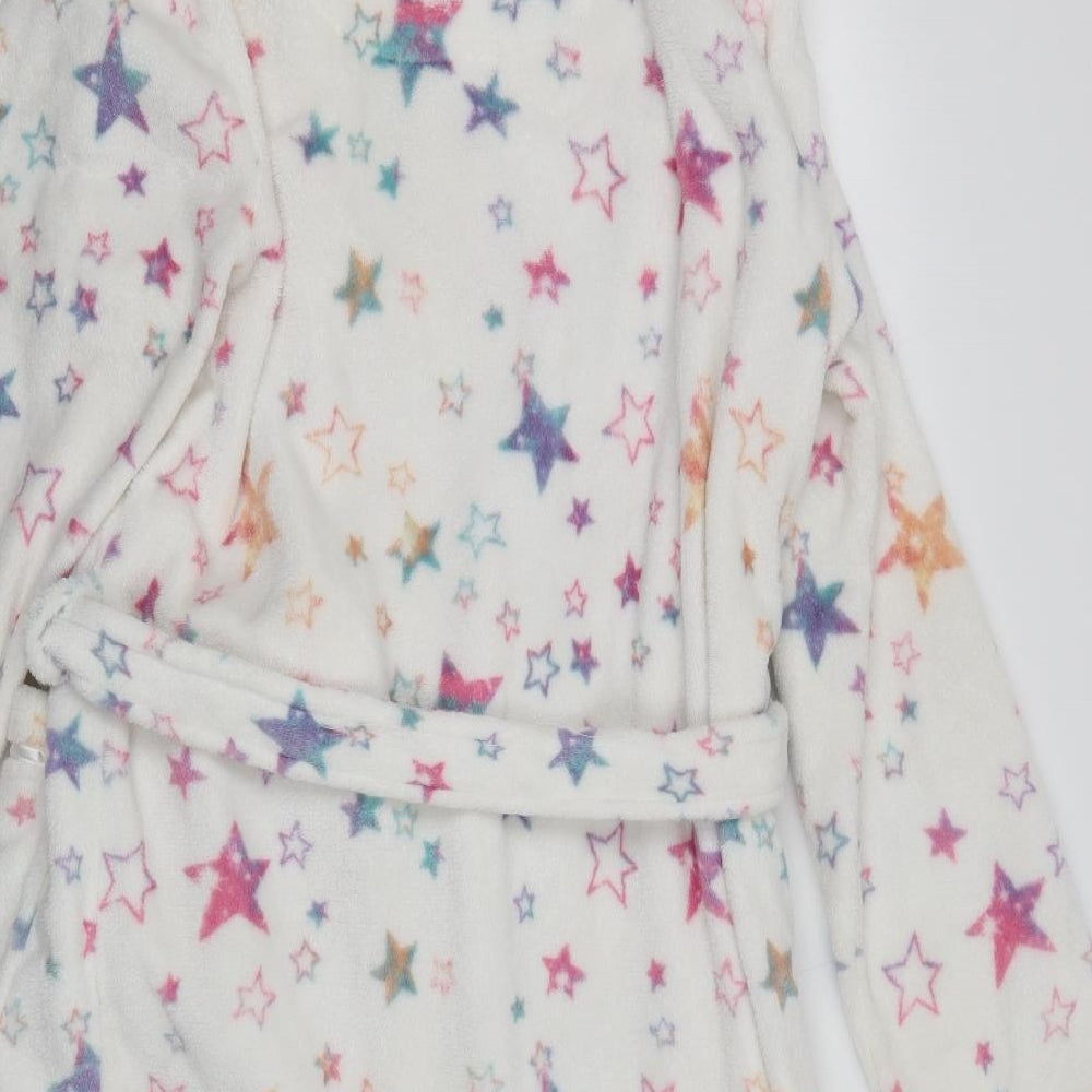 TU Womens White Geometric Polyester Kimono Robe Size M   - Star Print